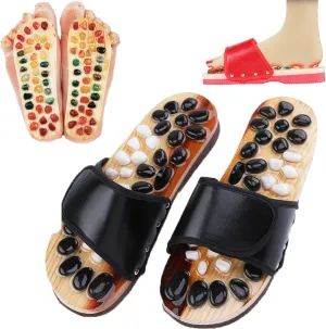 LELEBEAR Acupressure Sandals-Acupressure Slippers Stones, Acupressure Therapy Sandal, Acupressure Foot Pain Relief Sandals (Black-C, Women 7.5-8.5/Men 6-7)
