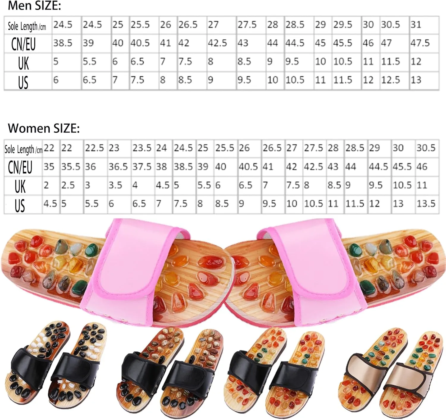 LELEBEAR Acupressure Sandals-Acupressure Slippers Stones, Acupressure Therapy Sandal, Acupressure Foot Pain Relief Sandals (Black-C, Women 7.5-8.5/Men 6-7)