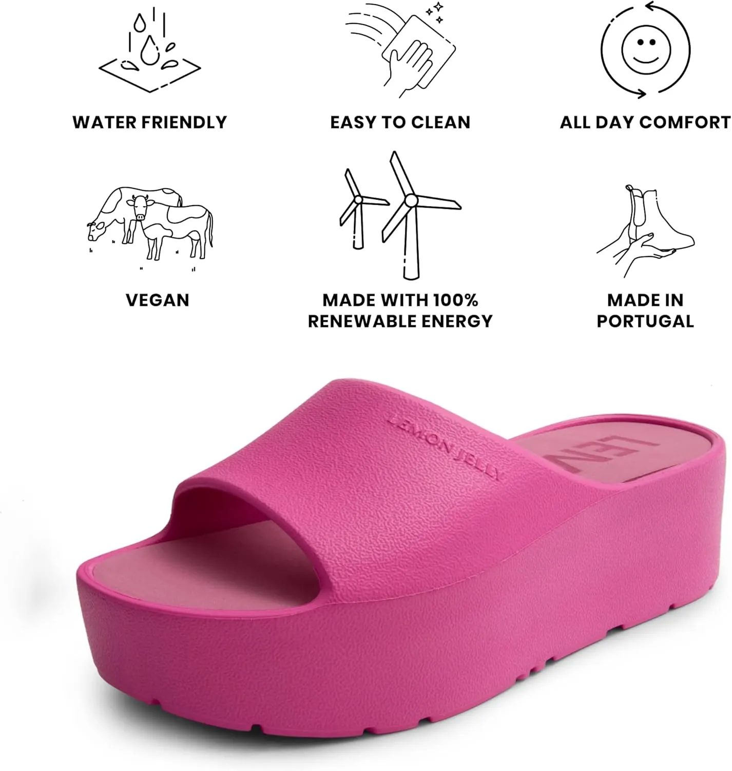 Lemon Jelly Women's Sunny Platform Sandals - Cute Water-Friendly Comfort Wedges for the Beach or Casual Wear - Super Lightweight Slip-On Flip Flops for Ladies