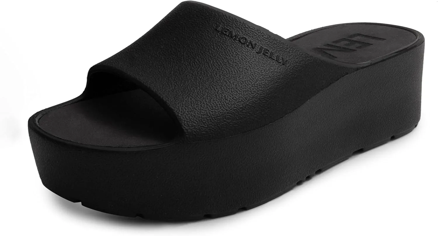 Lemon Jelly Women's Sunny Platform Sandals - Cute Water-Friendly Comfort Wedges for the Beach or Casual Wear - Super Lightweight Slip-On Flip Flops for Ladies