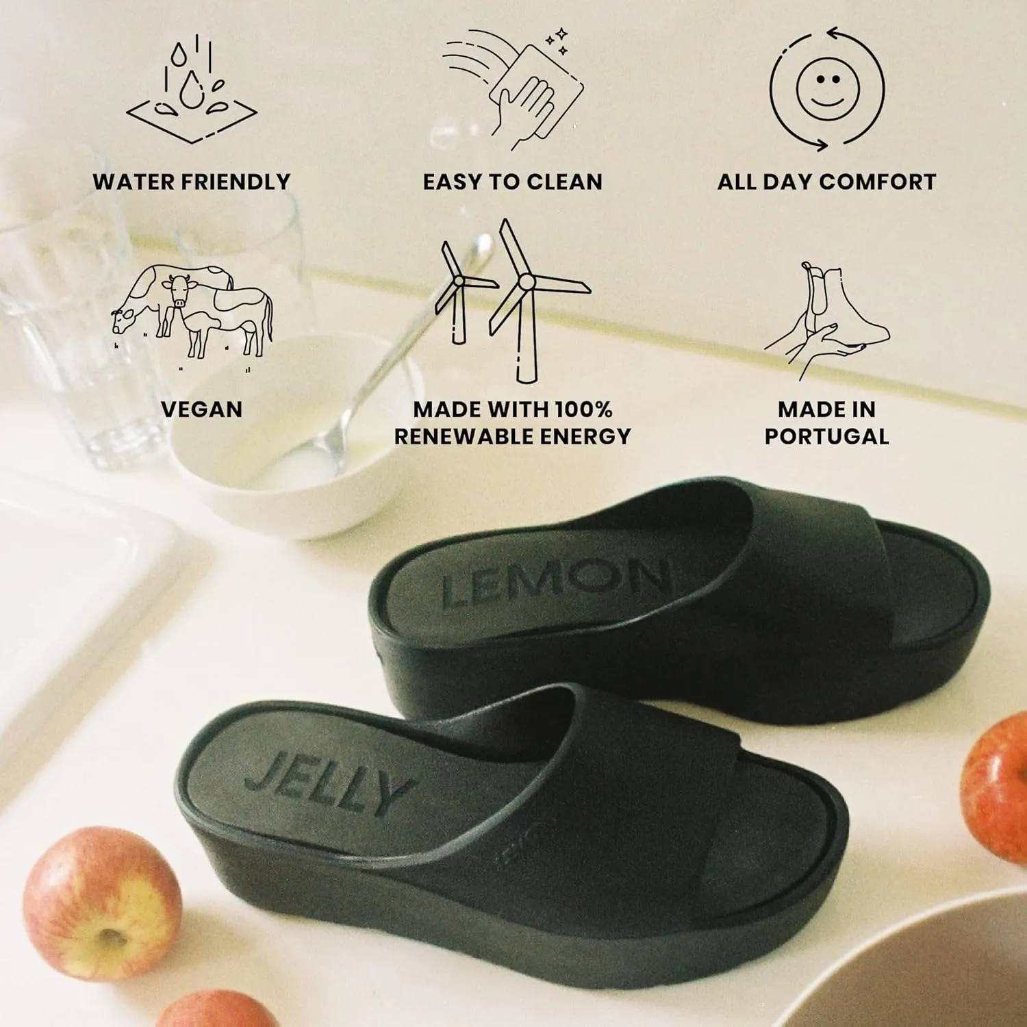 Lemon Jelly Women's Sunny Platform Sandals - Cute Water-Friendly Comfort Wedges for the Beach or Casual Wear - Super Lightweight Slip-On Flip Flops for Ladies