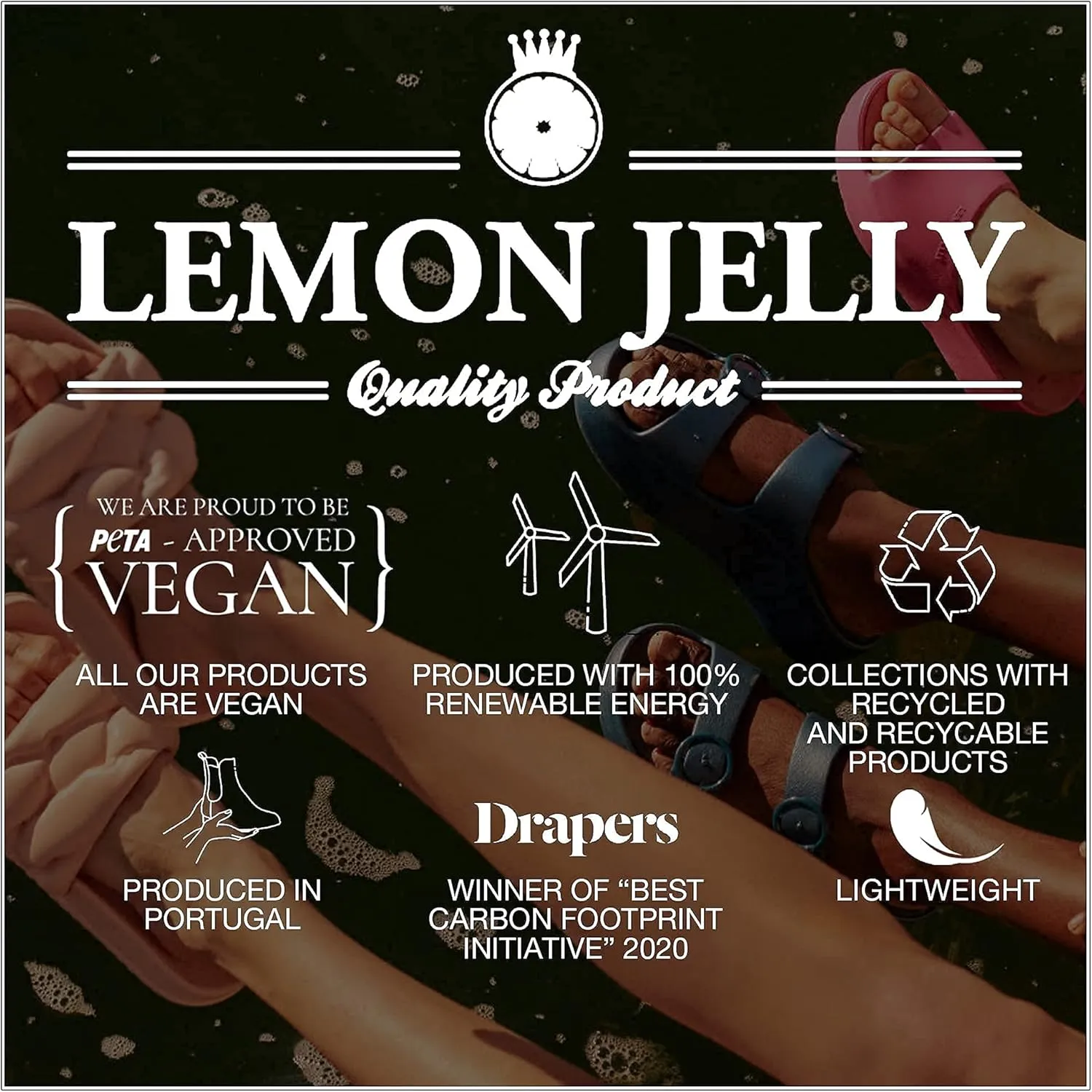 Lemon Jelly Women's Sunny Platform Sandals - Cute Water-Friendly Comfort Wedges for the Beach or Casual Wear - Super Lightweight Slip-On Flip Flops for Ladies