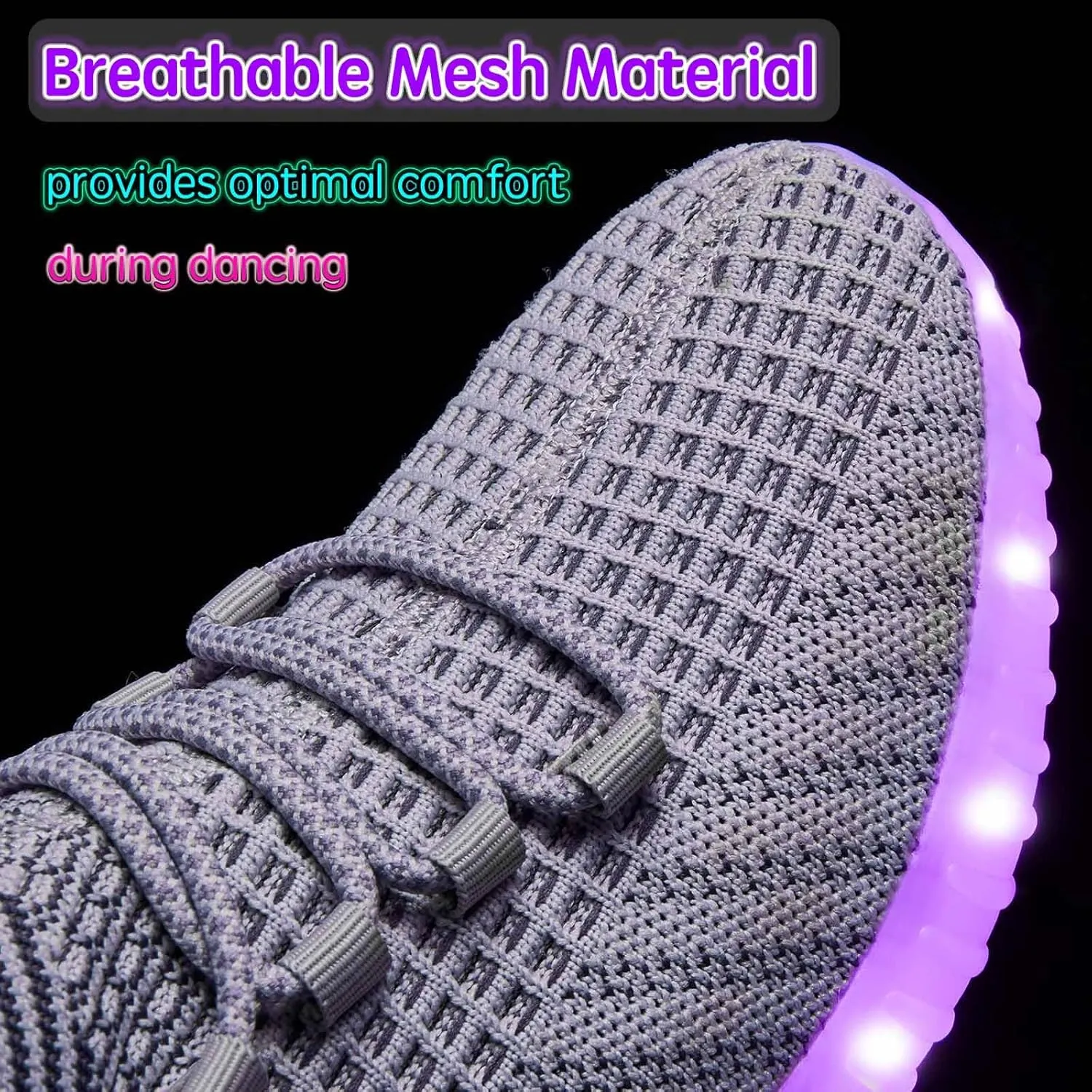 Light Up Shoes for Women Men, Unisex USB Charging LED Shoes Adult Halloween Mesh Upper Glowing Luminous Trainers Dancing Flashing Sneakers