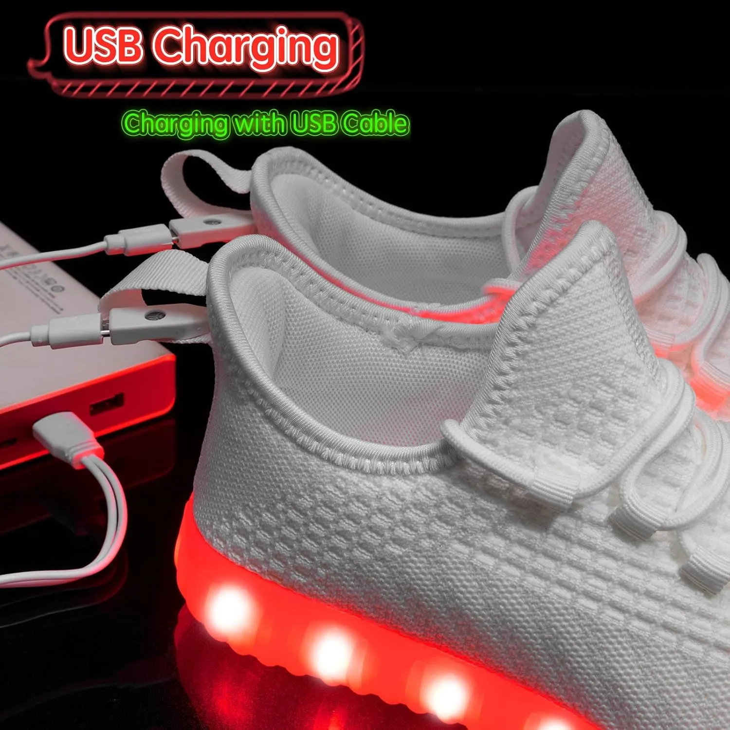 Light Up Shoes for Women Men, Unisex USB Charging LED Shoes Adult Halloween Mesh Upper Glowing Luminous Trainers Dancing Flashing Sneakers