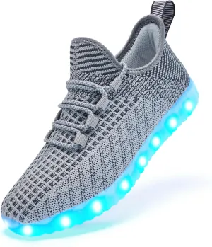 Light Up Shoes for Women Men, Unisex USB Charging LED Shoes Adult Halloween Mesh Upper Glowing Luminous Trainers Dancing Flashing Sneakers