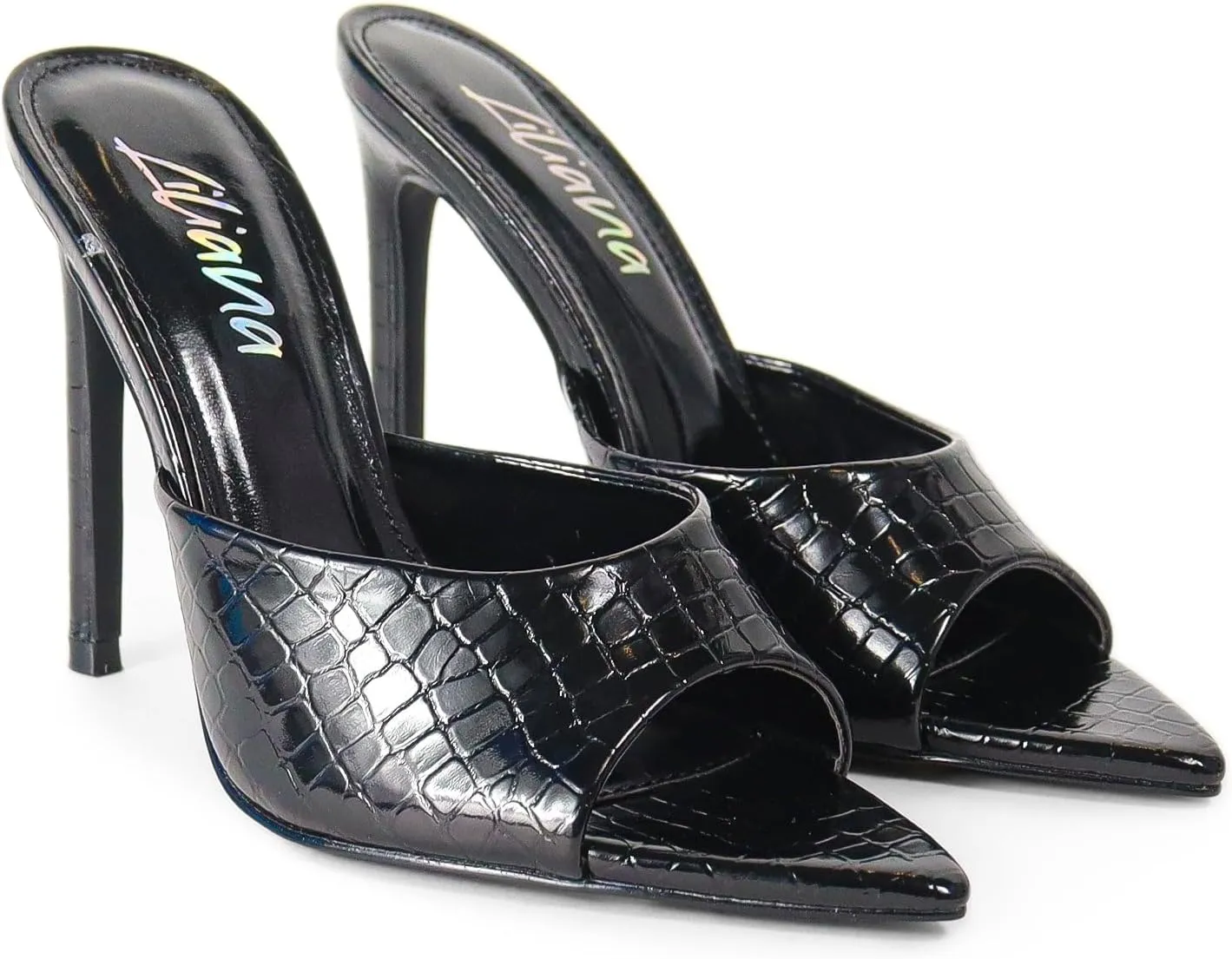 Liliana Women Pointed Toe Slip on Stiletto Heels Sandals