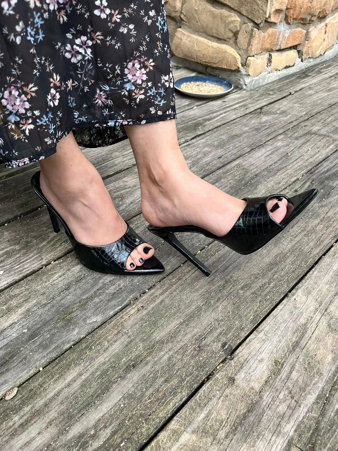 Liliana Women Pointed Toe Slip on Stiletto Heels Sandals