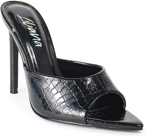 Liliana Women Pointed Toe Slip on Stiletto Heels Sandals