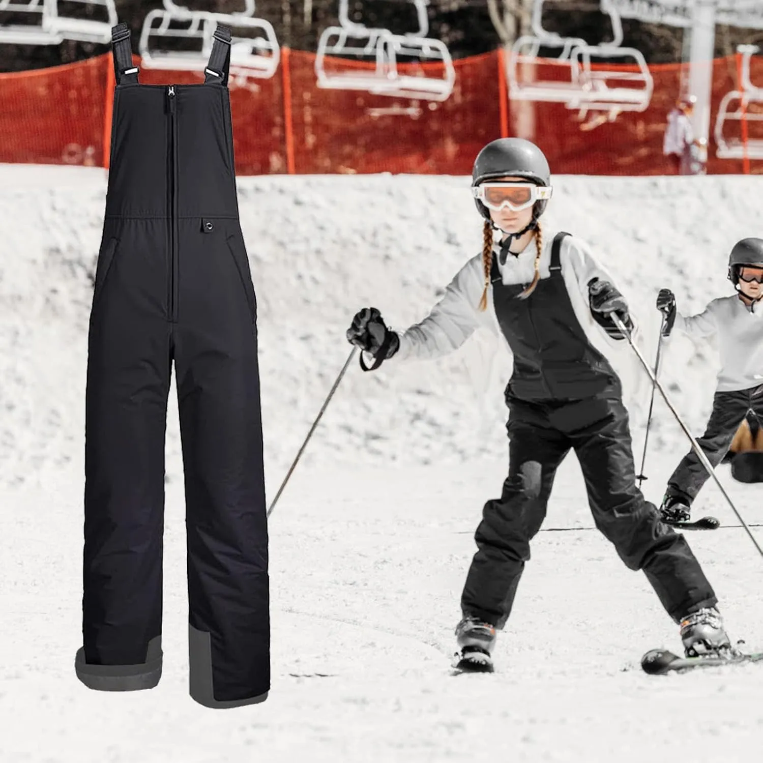 lisenraIn Kids Snow Bibs Waterproof Insulated Ski Bibs Teen Boys Girls Snow Pants Winter Snowboard Overalls with Pockets