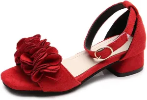 Little Big Girls Flower Middle High Heel Princess Sandals Kids Shoes Dress Platform Sandals