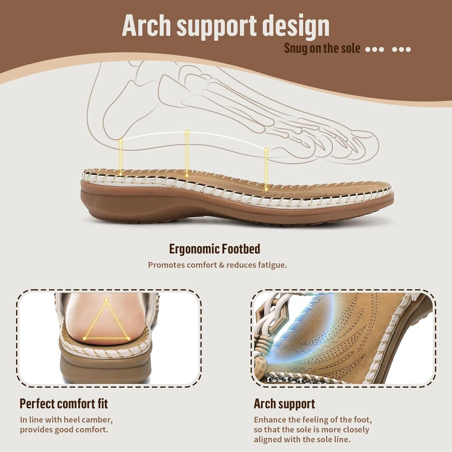 Littleplum Womens Sandals Arch Support Summer Flat Slides Ankle Elastic Walking Shoes Braided Beach Dressy Sandals for Women