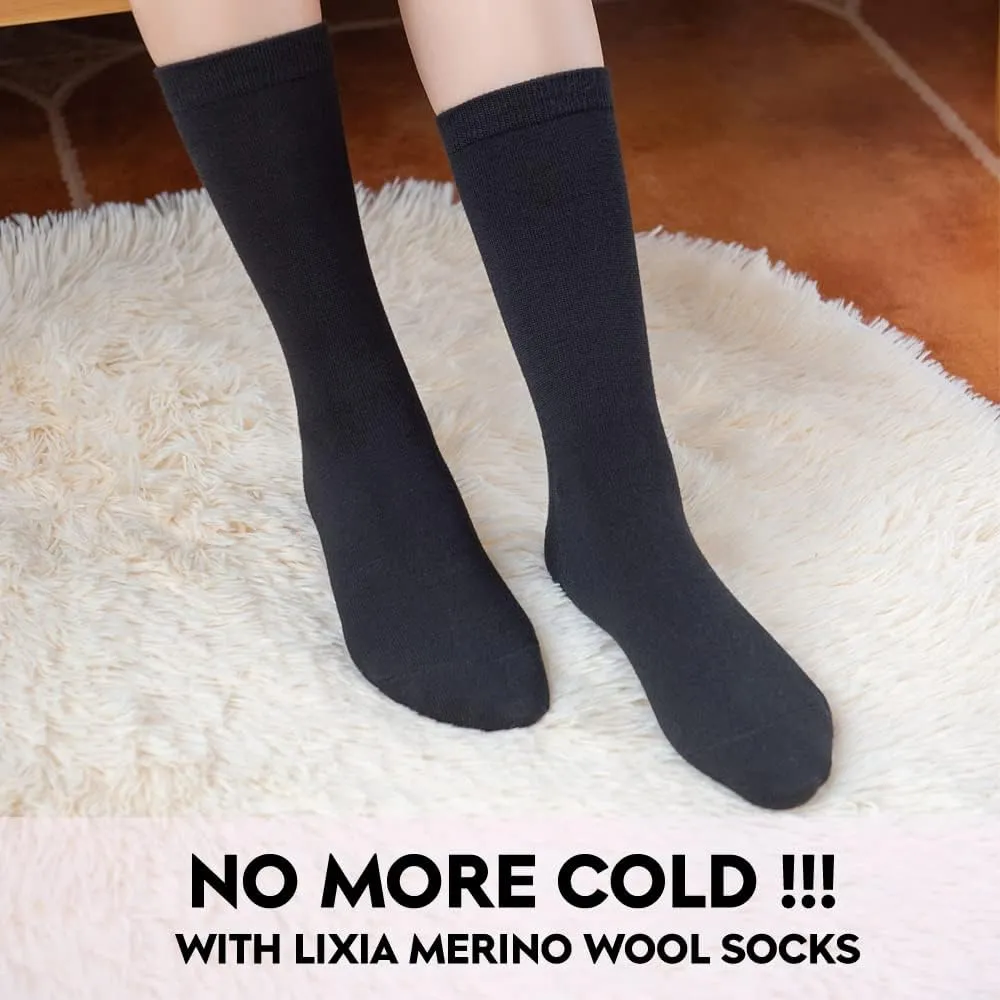 LIXIA Women's Thin Merino Wool Socks Mid-calf Light Weight Cozy Warm Breathable Multi Colors Daily Wear Stockings