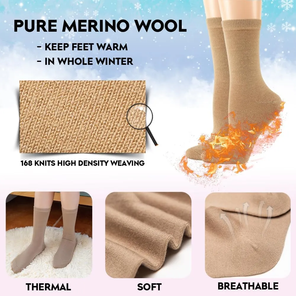 LIXIA Women's Thin Merino Wool Socks Mid-calf Light Weight Cozy Warm Breathable Multi Colors Daily Wear Stockings