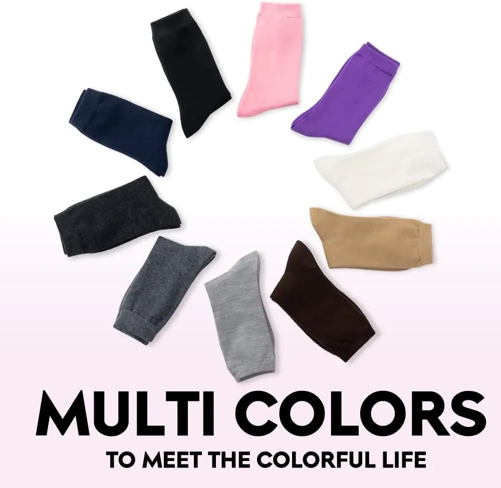 LIXIA Women's Thin Merino Wool Socks Mid-calf Light Weight Cozy Warm Breathable Multi Colors Daily Wear Stockings