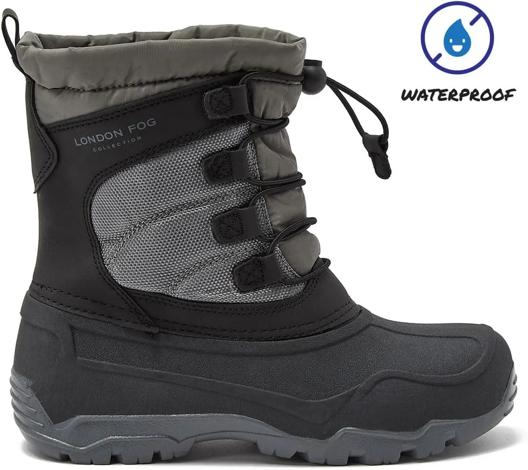 LONDON FOG Kenji Snow Boots for Kids - Insulated Waterproof Winter Girls and Boys Snow Boots Size Little Kid and Big Kid 11 to 7 Kids Winter Boots for Boy or Girl
