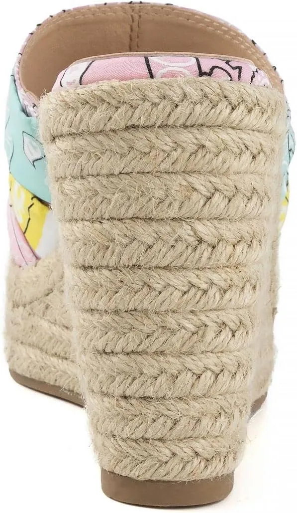 LONDON FOG Womens Heidi Espadrille Wedge Sandals with Knotty Bow Detail