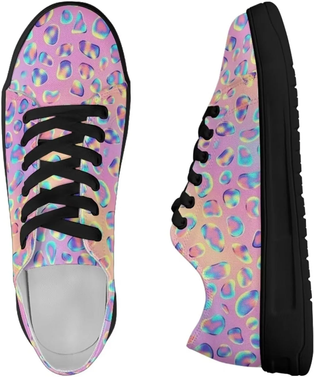 Low-Top Slip Ons Sneakers Canvas Women Black Platform Canvas Shoes Trendy Slip Ons Barefoot Shoes Fit Comfort 5.5-13.5