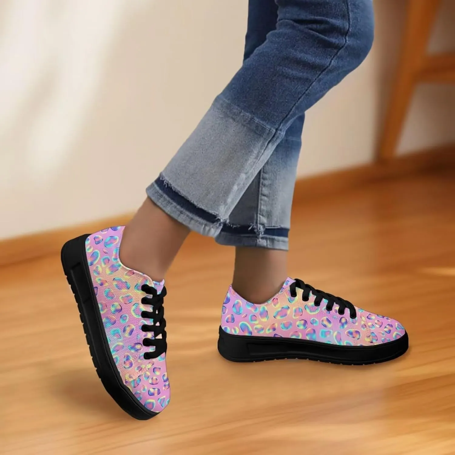 Low-Top Slip Ons Sneakers Canvas Women Black Platform Canvas Shoes Trendy Slip Ons Barefoot Shoes Fit Comfort 5.5-13.5