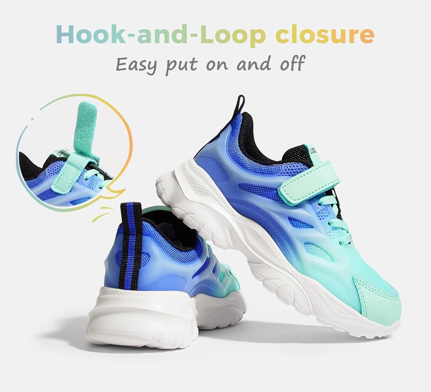 LUCKY STEP Kids Shoes Boys Girls Unisex-Child Running Tennis Shoes School Students Spring and Autumn Hook and Loops Strap Casual Shoes for Toddler/Little Kid/Big Kid