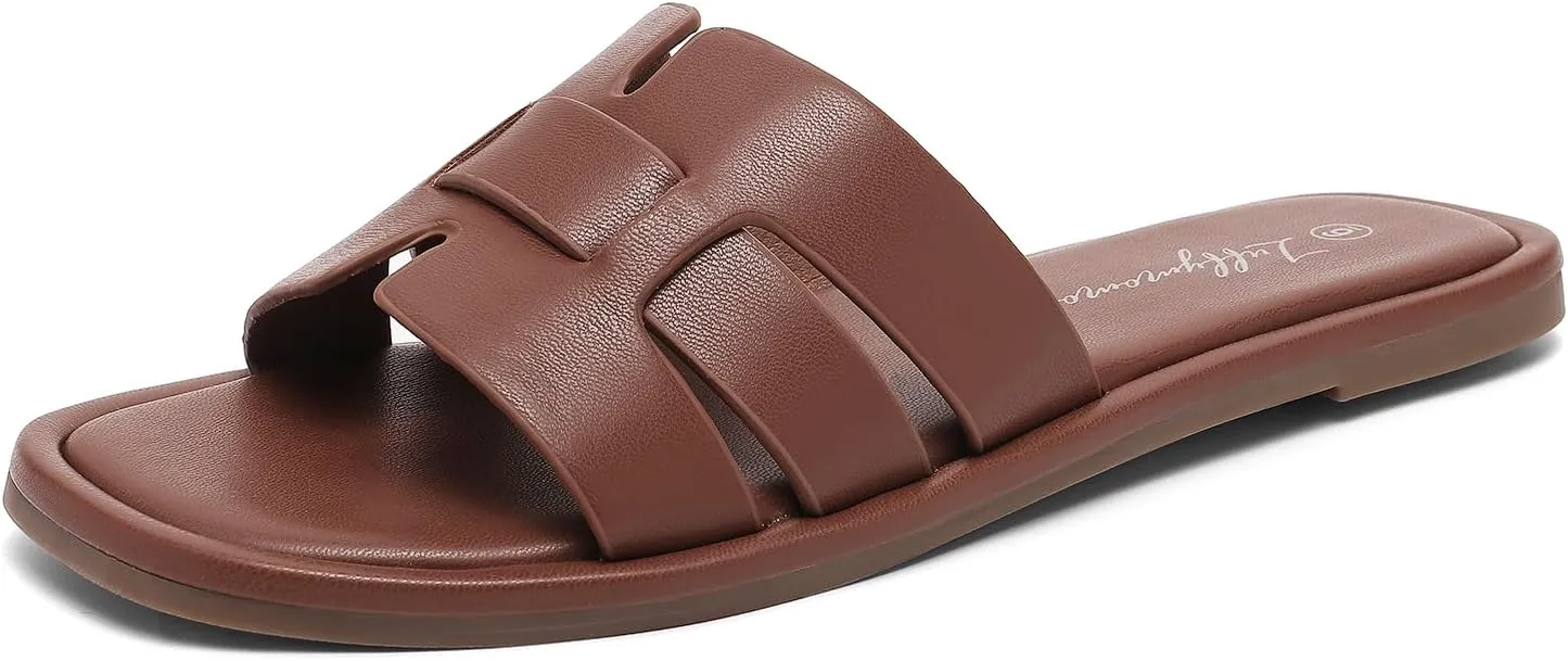 Luffymomo Womens Slip on Flat Sandals Comfortable Summer Casual Slides Sandals