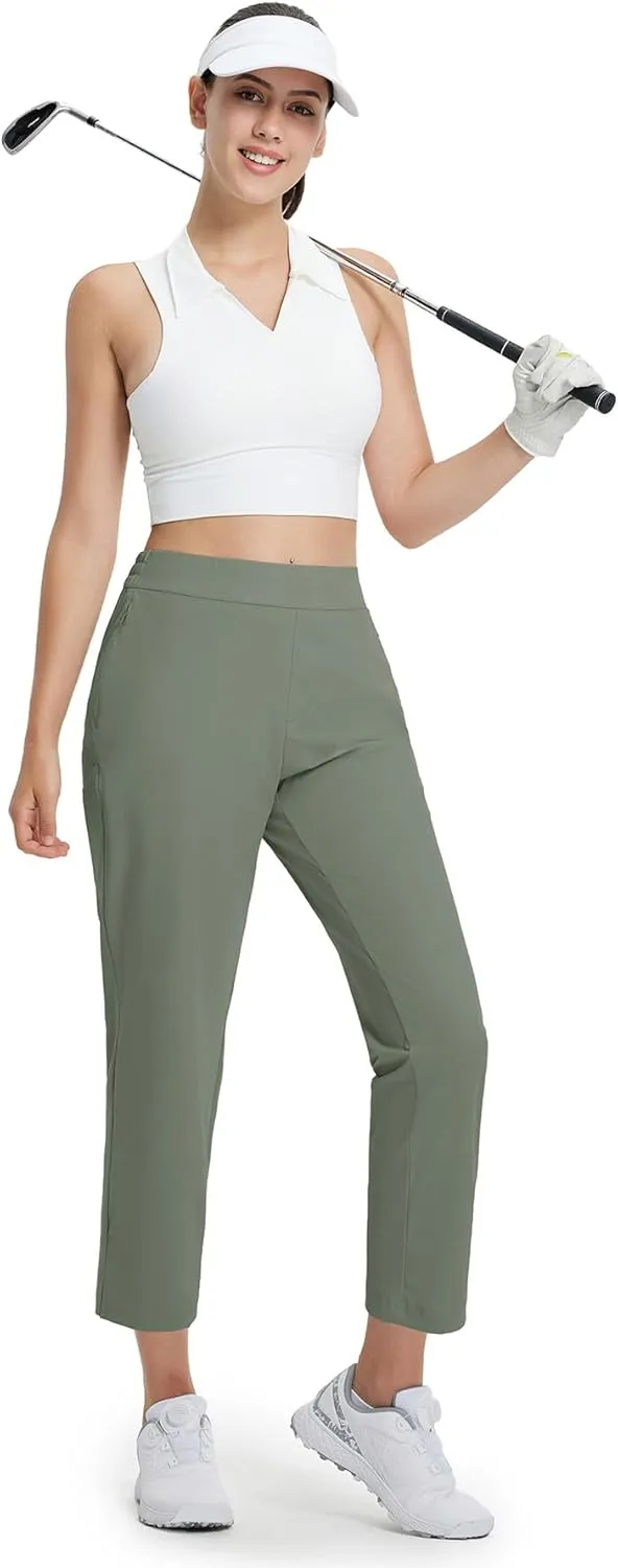 M MAELREG Women's Golf Pants with Zip Pockets 7/8 Ankle Stretch Lightweight Sweatpants for Athletic Hiking Travel Work Lounge