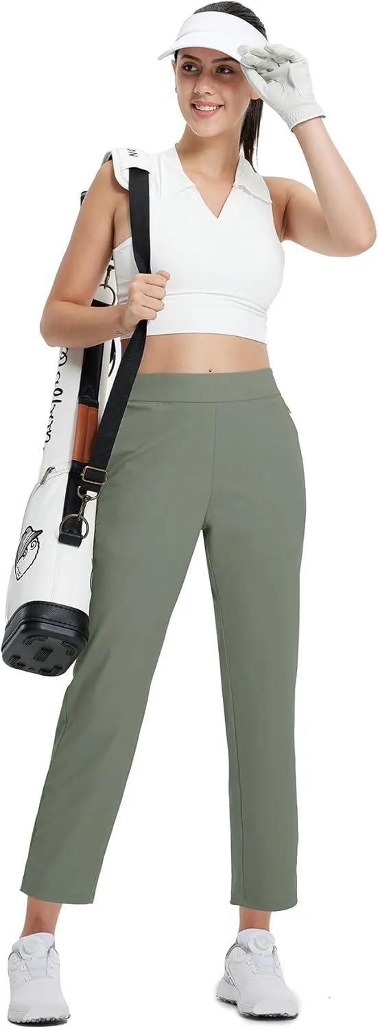 M MAELREG Women's Golf Pants with Zip Pockets 7/8 Ankle Stretch Lightweight Sweatpants for Athletic Hiking Travel Work Lounge