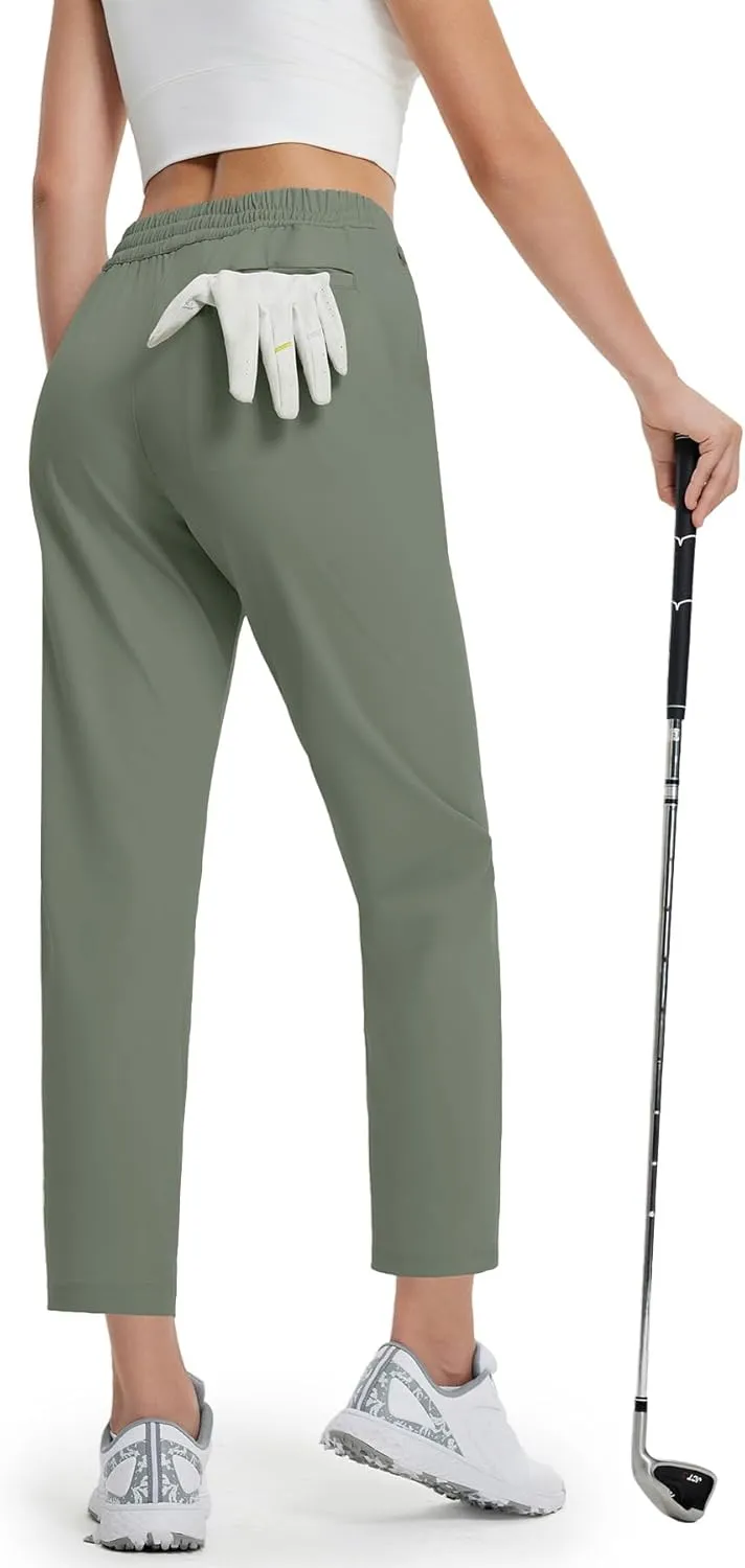 M MAELREG Women's Golf Pants with Zip Pockets 7/8 Ankle Stretch Lightweight Sweatpants for Athletic Hiking Travel Work Lounge