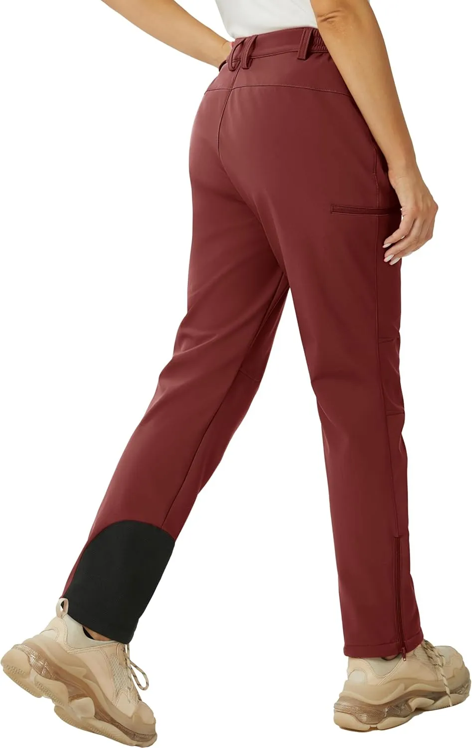 MAGCOMSEN Women's Fleece Lined Winter Hiking Pants Waterproof Insulated Ski Snow Pants Outdoor Hunting Softshell Pants
