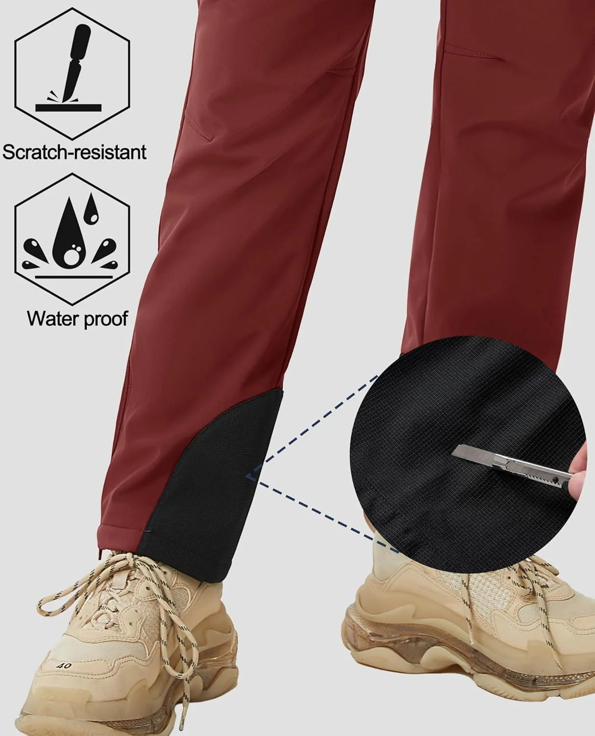 MAGCOMSEN Women's Fleece Lined Winter Hiking Pants Waterproof Insulated Ski Snow Pants Outdoor Hunting Softshell Pants