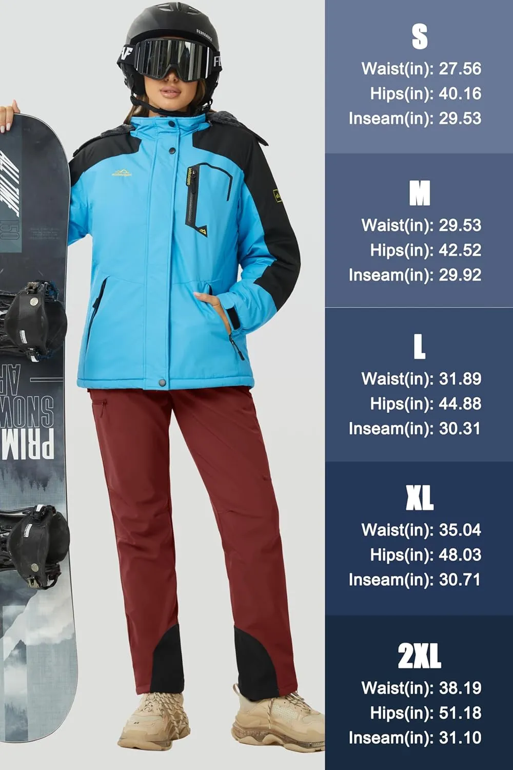 MAGCOMSEN Women's Fleece Lined Winter Hiking Pants Waterproof Insulated Ski Snow Pants Outdoor Hunting Softshell Pants