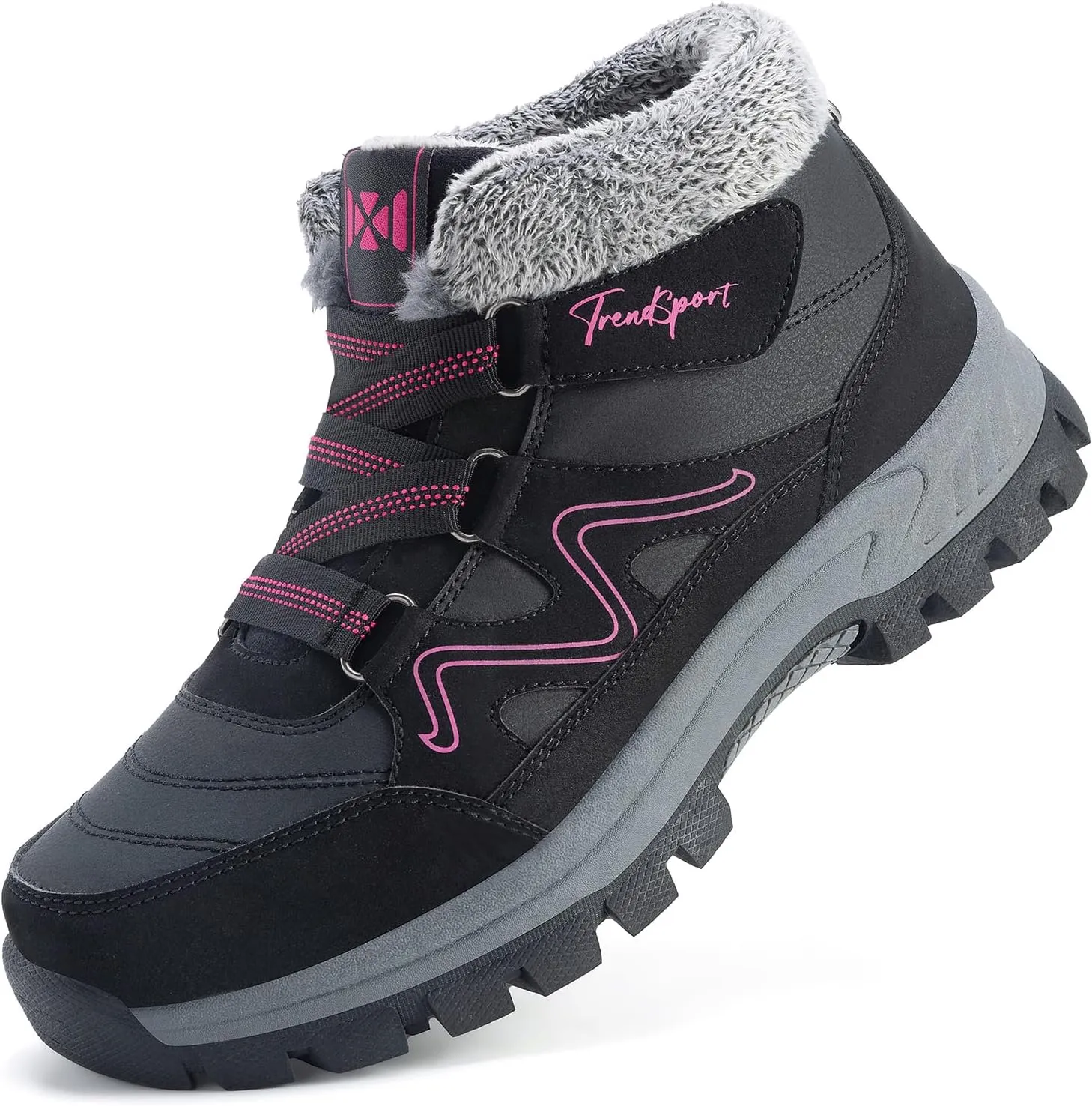 MAIZUN Womens Winter Snow Boots Fur Lined Warm Hiking Ankle Boots Outdoor Trekking Walking Shoes