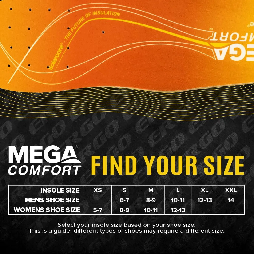 MEGAComfort Thermal Insoles for Men & Women - Anti-Fatigue Memory Foam for Winter Work - Fits Work Boots & Safety Shoes