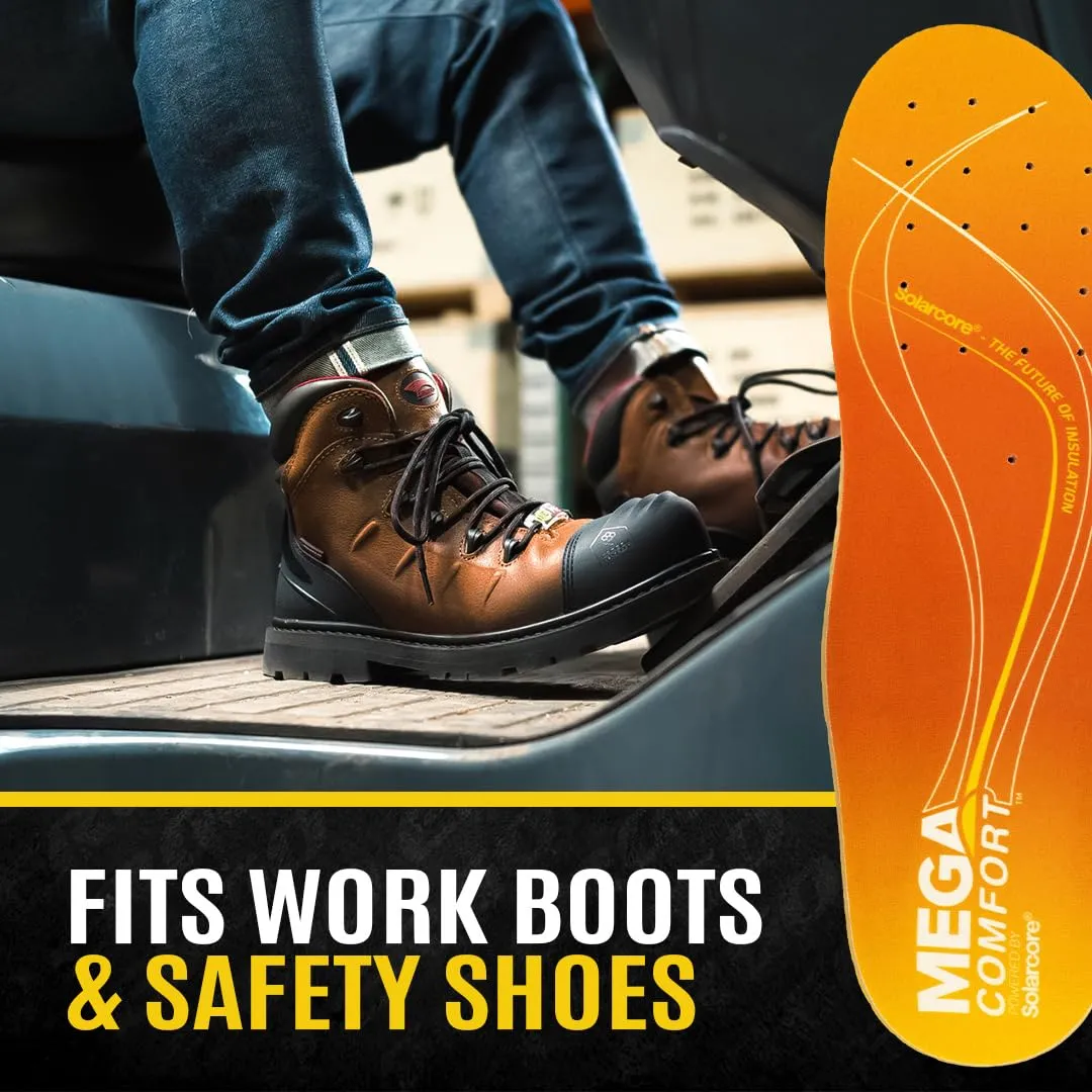 MEGAComfort Thermal Insoles for Men & Women - Anti-Fatigue Memory Foam for Winter Work - Fits Work Boots & Safety Shoes
