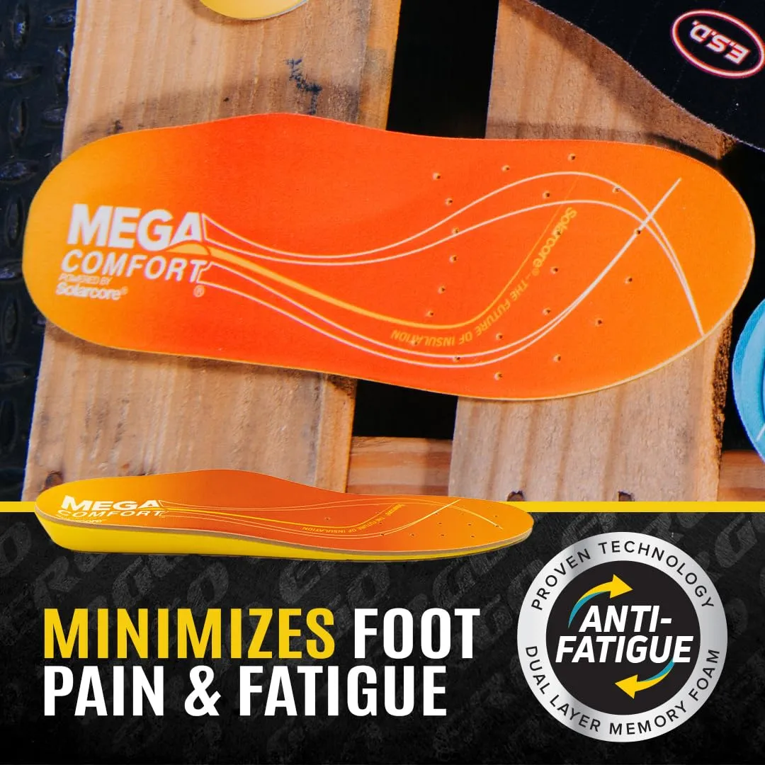MEGAComfort Thermal Insoles for Men & Women - Anti-Fatigue Memory Foam for Winter Work - Fits Work Boots & Safety Shoes