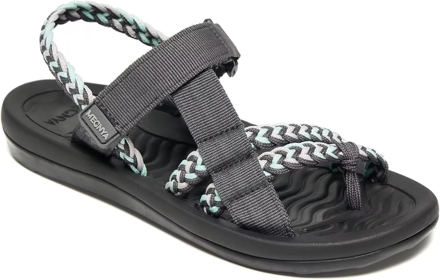 MEGNYA Hiking Sandals for Womens, Comfortable Walking Flip Flop Sandals with Arch Support, Athletic Sandals with Hook and Loop Straps for Beach Vacation Adventure