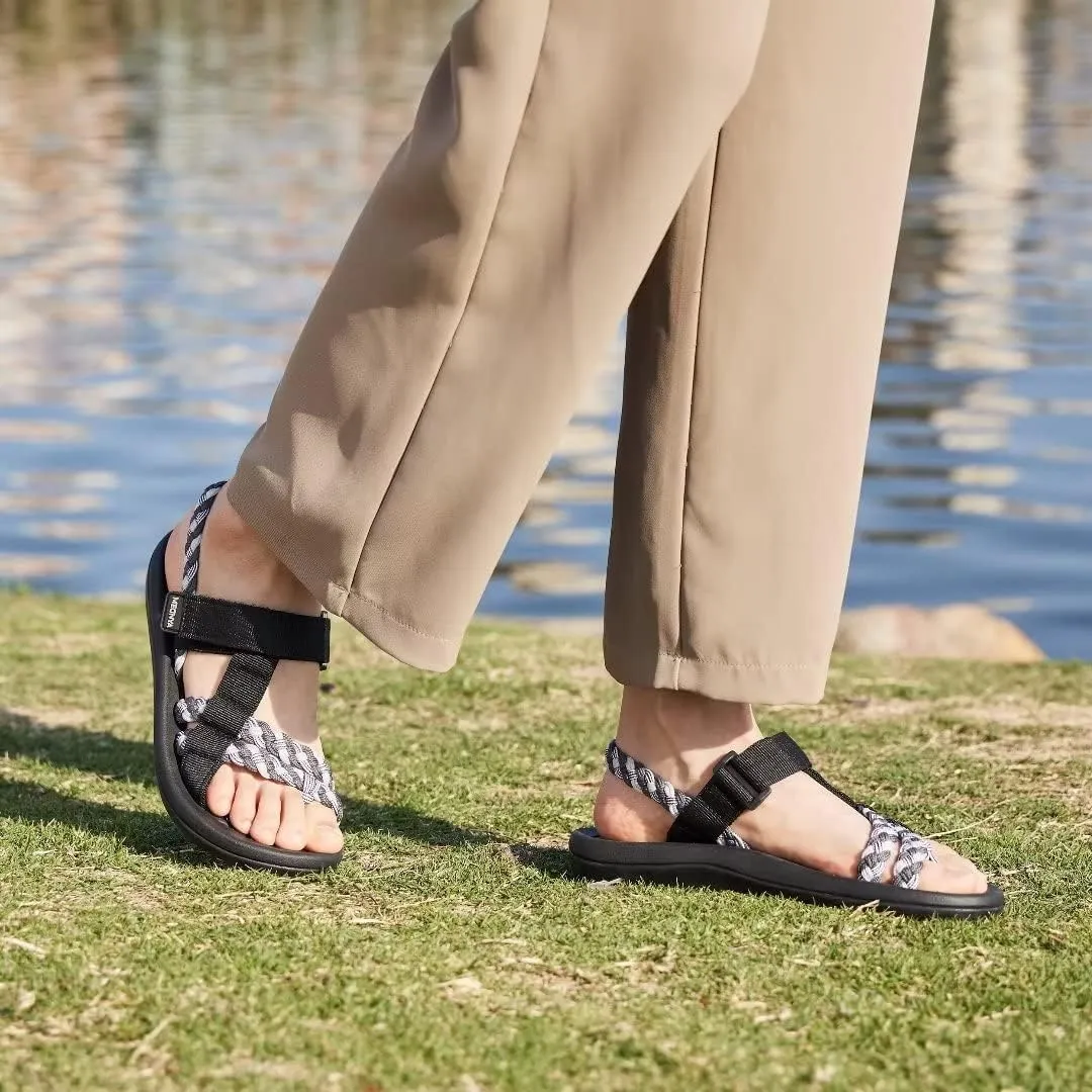 MEGNYA Hiking Sandals for Womens, Comfortable Walking Flip Flop Sandals with Arch Support, Athletic Sandals with Hook and Loop Straps for Beach Vacation Adventure