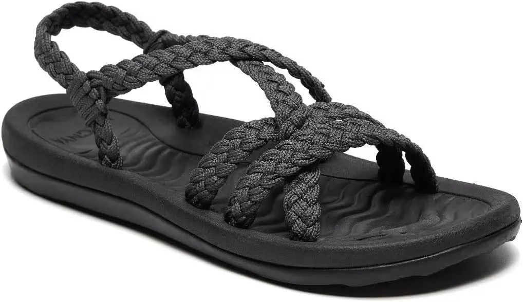 MEGNYA Women's Comfortable Walking Sandals with Arch Support, Athletic Hiking Sandals with Handmade Straps, Outdoor Soft Water Sandals for Beach Poolside Travel Camping