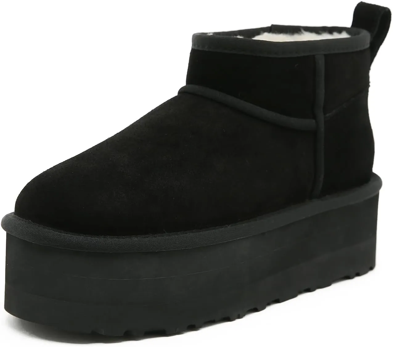 Mel&Syd 100% Australian Sheepskin Boots Womens - Upgraded Memory Foam Insole Waterproof Suede Ultra Mini Boots - Anti-Slip Comfy Winter Shearling Boots for Womens - Ankle Platform Snow Boots for Women