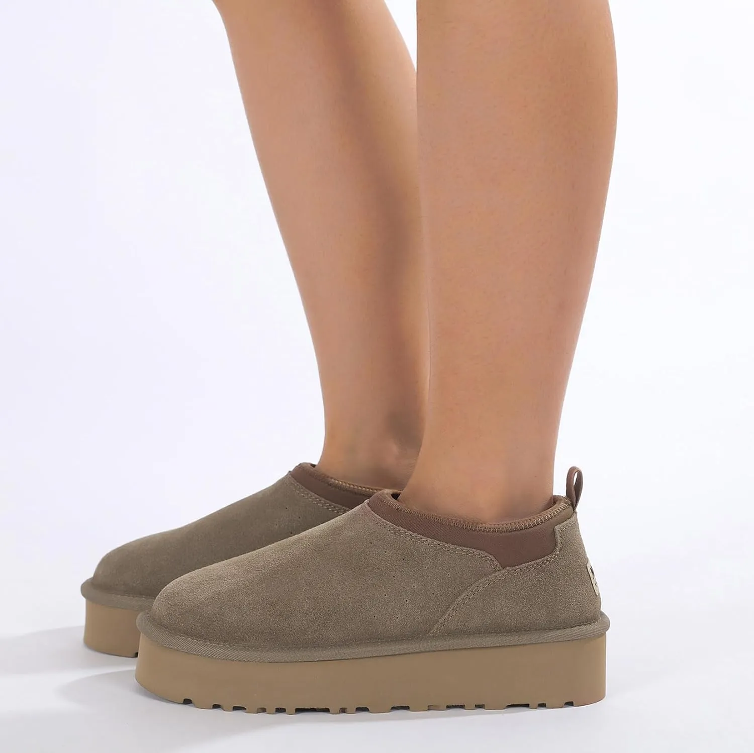 Mel&Syd 100% Australian Sheepskin Ultra Mini Boots for Women - Waterproof Shearling Lined Platform Snow Boots - Ankle High Barefoot Cozy Fur Short Ladies Winter Boots With Memory Foam Shoes Outdoor