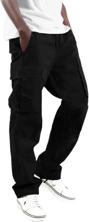 Men Cargo Combat Work Pant Workout Running Gym Jogger Vintage Comfort Sweatpant Cuffed Lounge Pants