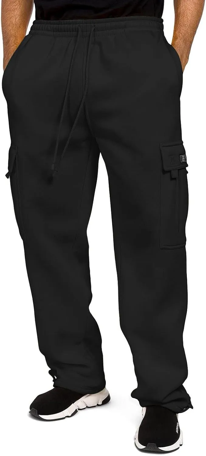 Men Pants Casual Plus Size Jogger Work Wear Sweatpants Loose Fit Elasticated Stretch Waist Cargo Pant