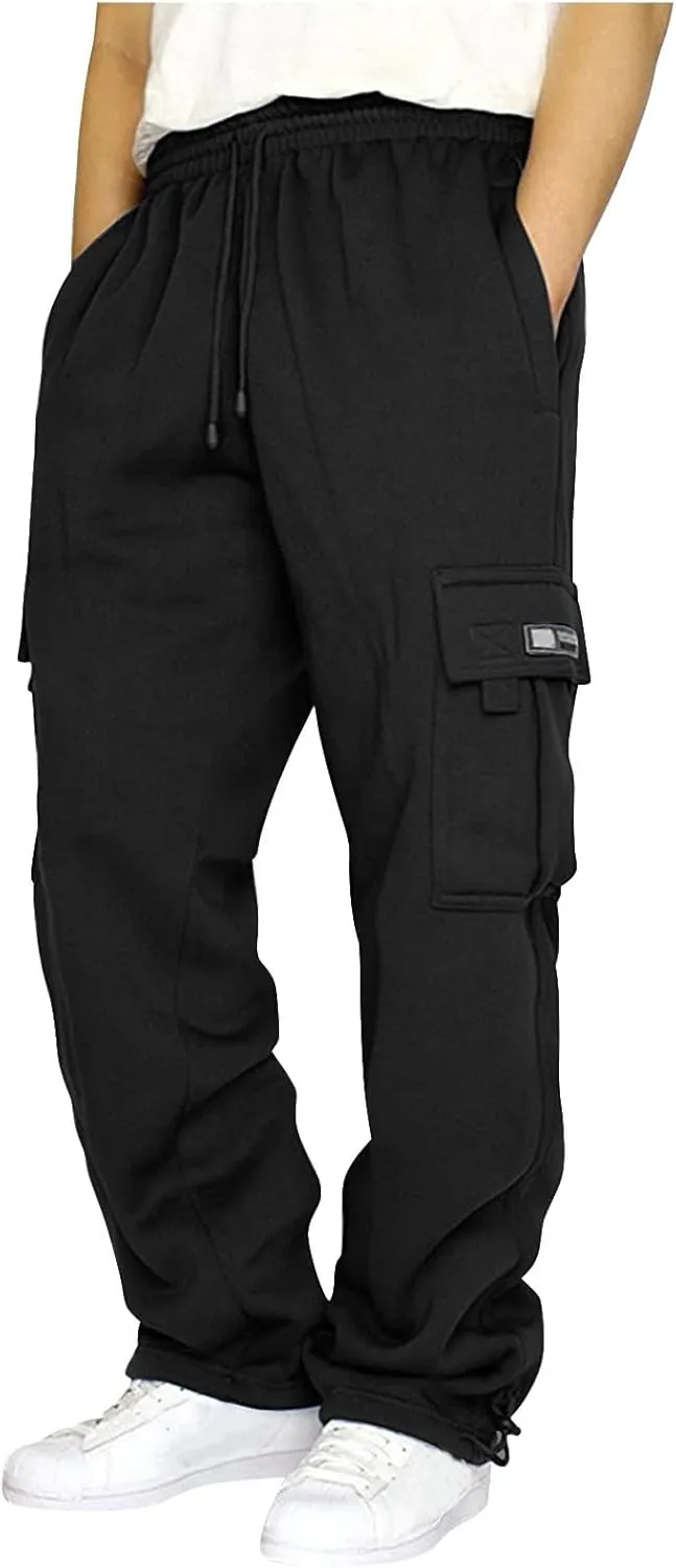 Men Pants Casual Plus Size Jogger Work Wear Sweatpants Loose Fit Elasticated Stretch Waist Cargo Pant