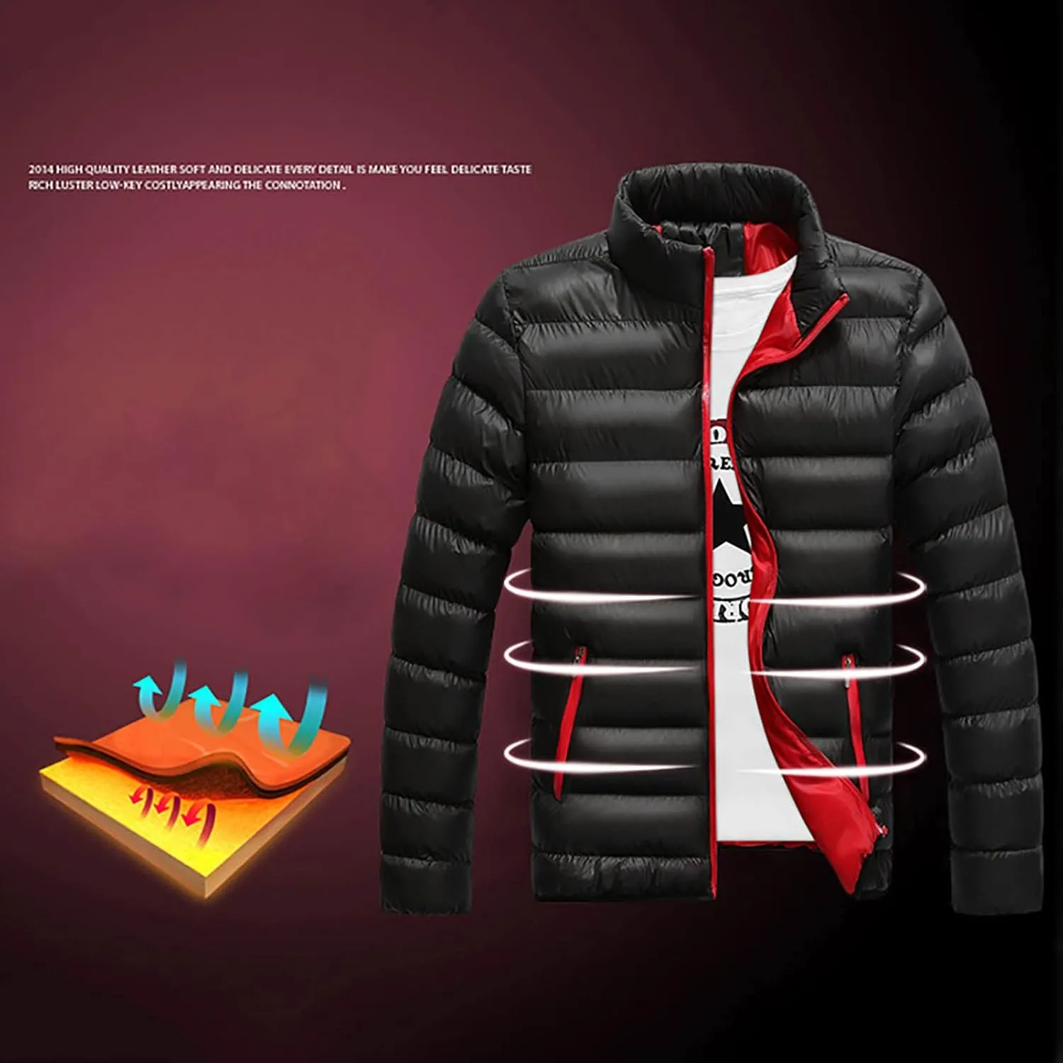 Men Winter Jackets Warm Down Jacket Full Zip Puffer Jacket Quilted Insulated Jacket Warm Puffy Jackets