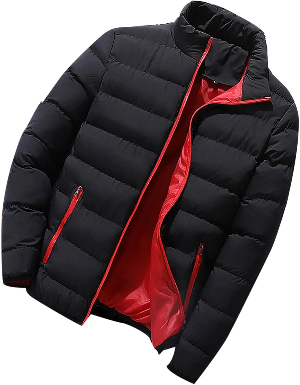 Men Winter Jackets Warm Down Jacket Full Zip Puffer Jacket Quilted Insulated Jacket Warm Puffy Jackets