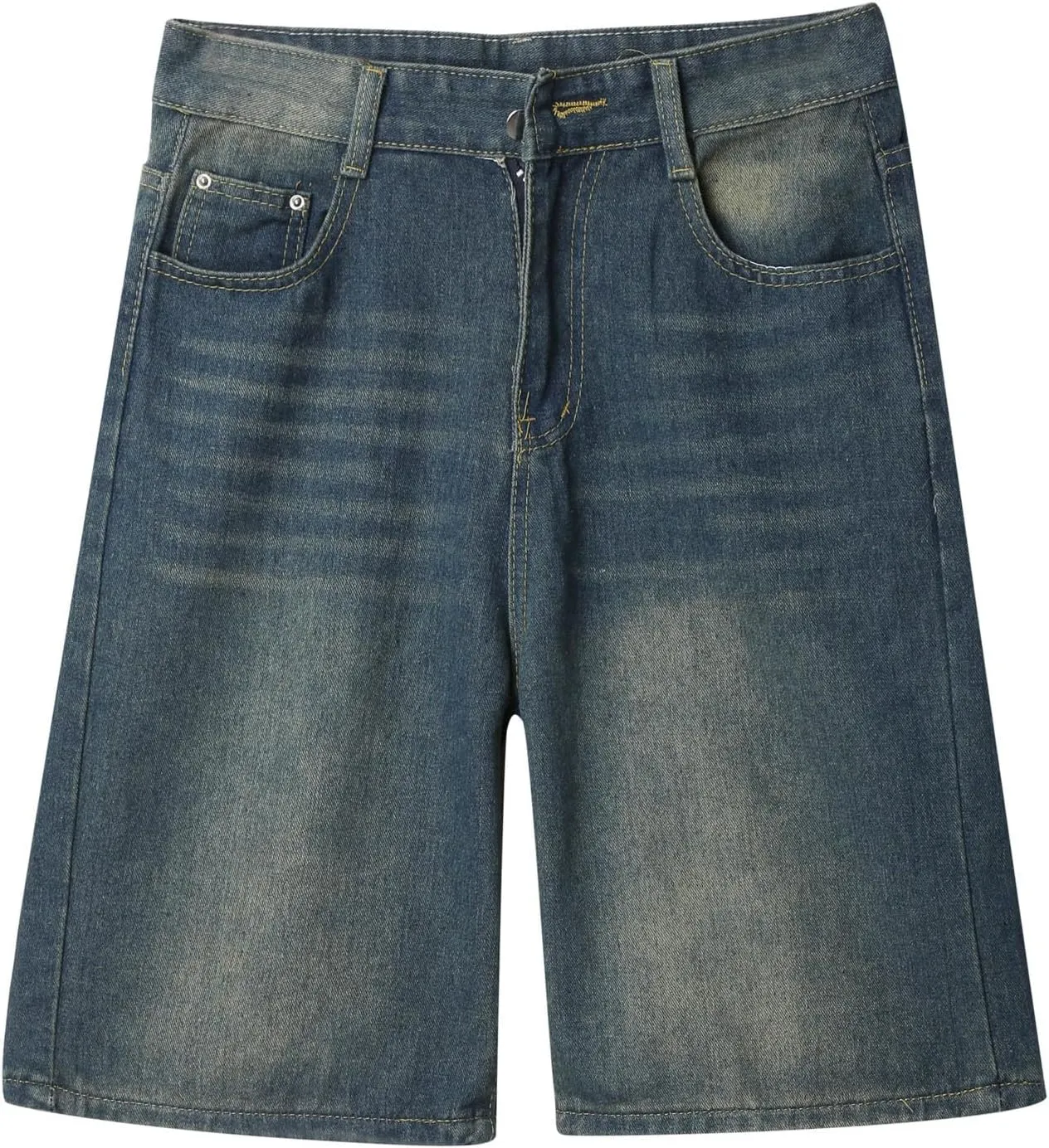 Men Y2K Vintage Baggy Jean Shorts Summer Casual Hip Hop Mid Loose Denim Shorts Trendy Outfits
