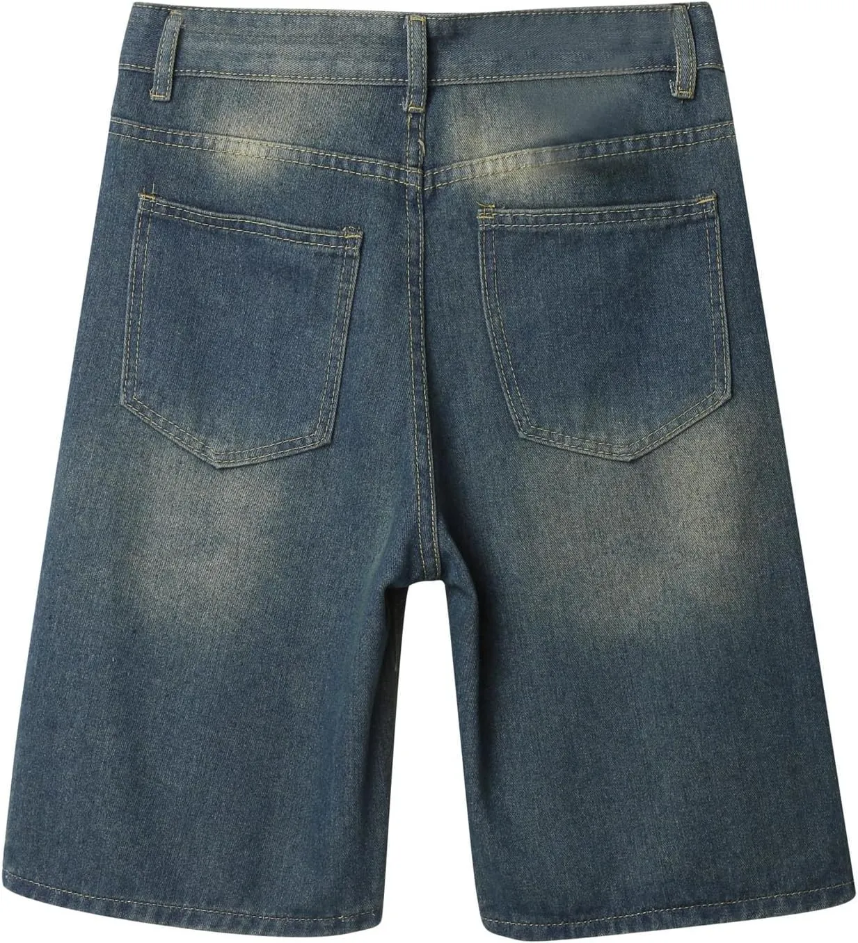 Men Y2K Vintage Baggy Jean Shorts Summer Casual Hip Hop Mid Loose Denim Shorts Trendy Outfits