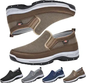 Men's Arch Support Orthopedic Slip-on Canvas Loafers,Outdoor Casual Non Slip Orthopedic Sneakers Flats Walking Boat Shoes