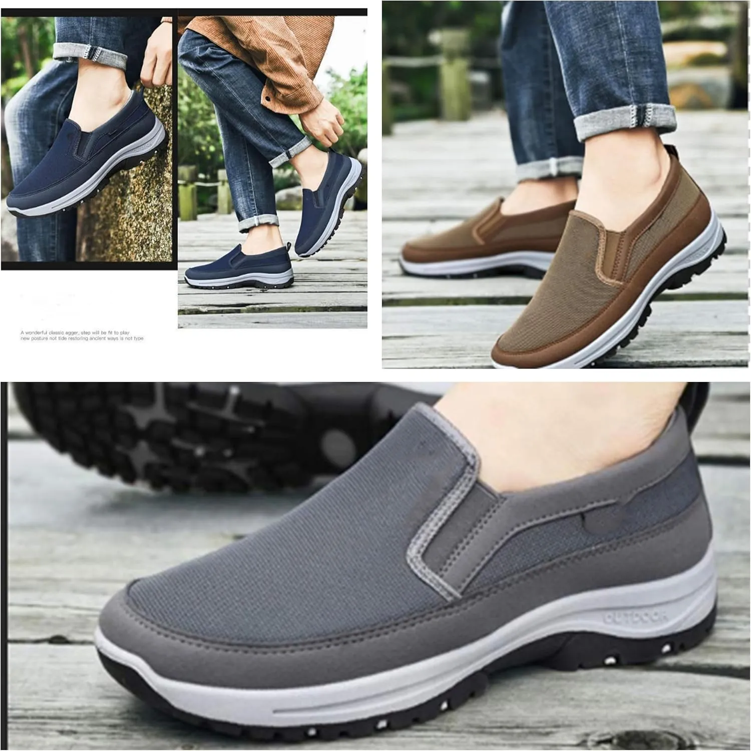 Men's Arch Support Orthopedic Slip-on Canvas Loafers,Outdoor Casual Non Slip Orthopedic Sneakers Flats Walking Boat Shoes