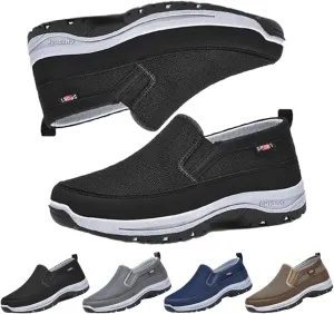 Men's Arch Support Orthopedic Slip-on Canvas Loafers,Outdoor Casual Non Slip Orthopedic Sneakers Flats Walking Boat Shoes
