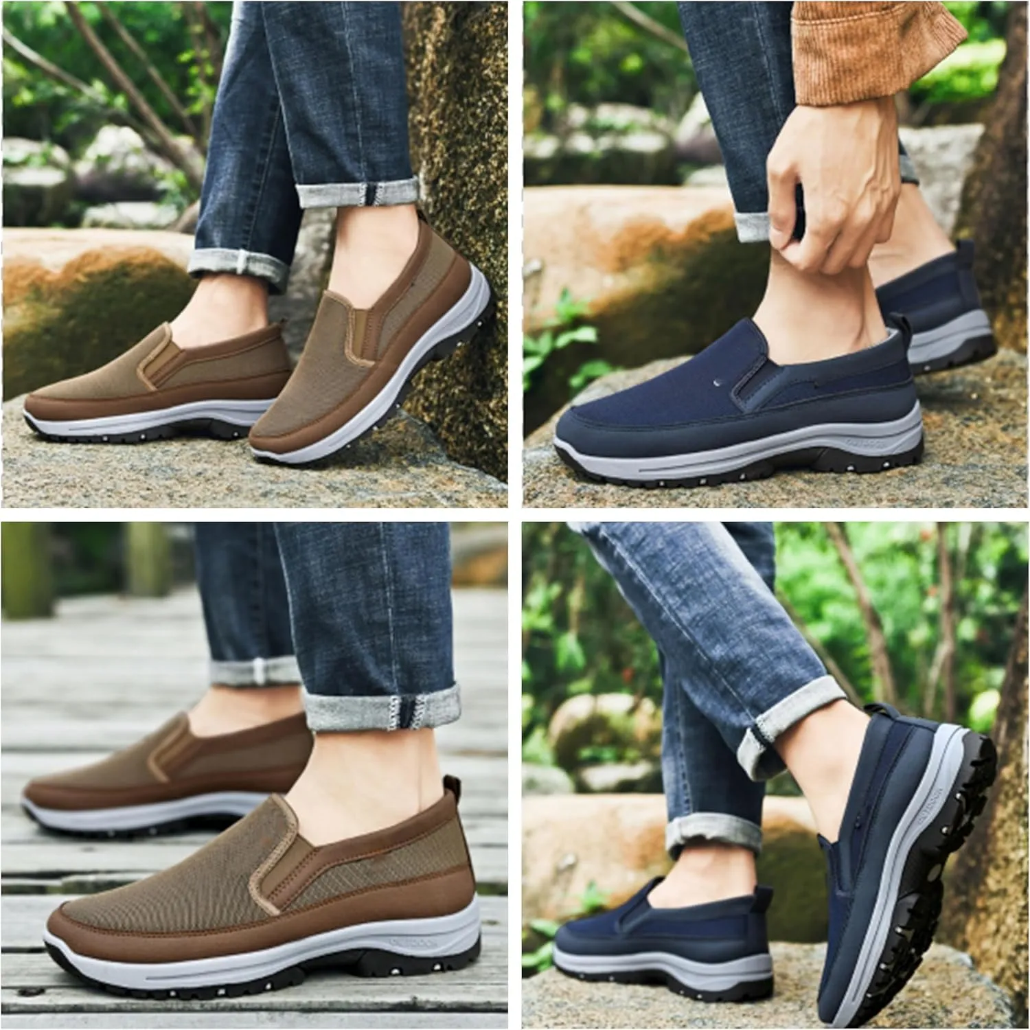 Men's Arch Support Orthopedic Slip-on Canvas Loafers,Outdoor Casual Non Slip Orthopedic Sneakers Flats Walking Boat Shoes